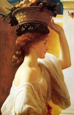 Frederic Leighton Ein Maedchen mit Fruechtekorb