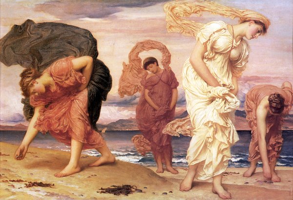 Frederic Leighton Greek girls picking up pebbles Wandbild