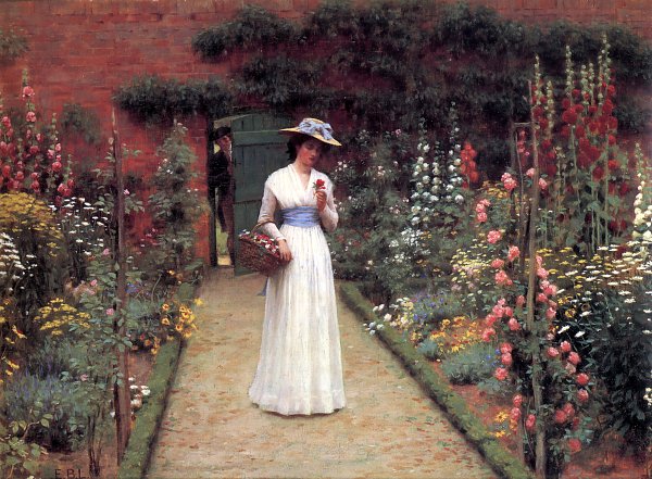 Frederic Leighton Lady in a garden Wandbild