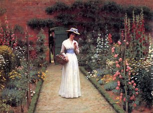 Frederic Leighton Lady in a garden Wandbild
