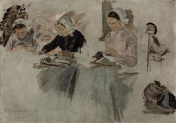 Max Liebermann Brabanter Spitzenkloepplerinnen Wandbild