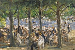 Max Liebermann Gartenlokal an der Havel unter Baeumen Wandbild