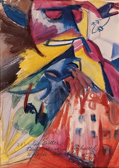 Elisabeth Lohse Waechtler Futuristische Stadtlandschaft mit Frau Wandbild