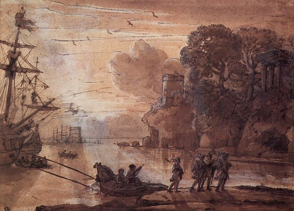 Claude Lorrain Ausschiffung von Aeneas und seiner Begleiter Wandbild