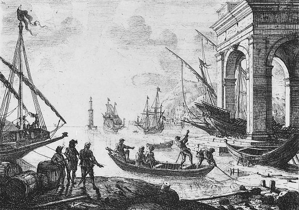 Claude Lorrain Der Hafen mit der Halle Wandbild