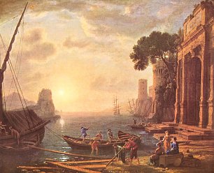 Claude Lorrain Hafen beim Sonnenuntergang Wandbild