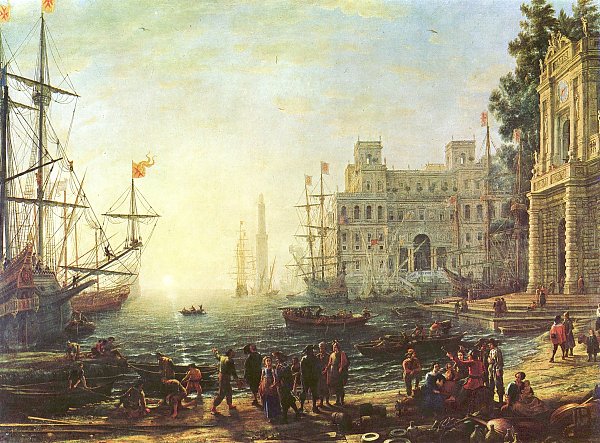 Claude Lorrain Hafen mit der Villa Medici Wandbild