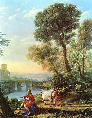 Claude Lorrain Landschaft mit Apollo und Merkur Wandbild