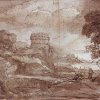 Claude-Lorrain-Landschaft-mit-rundem-Turm-und-Meeresbucht