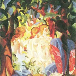 August-Macke-Badende-Maedchen-mit-Stadt-im-Hintergrund