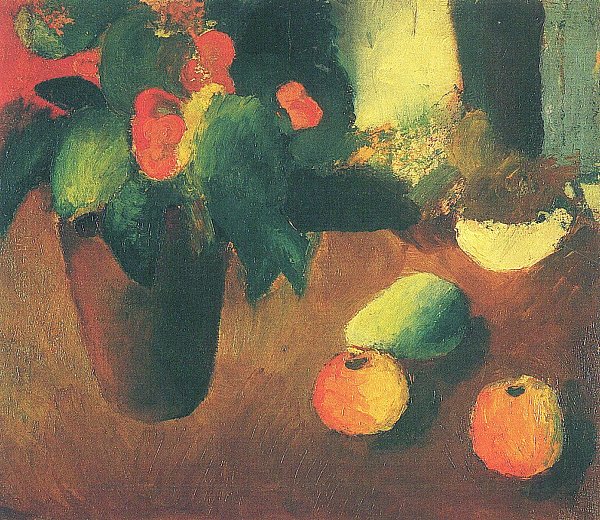 August Macke Begonie mit Aepfeln und Birne Wandbild
