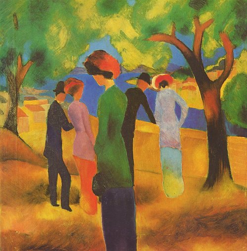 August Macke Dame in gruener Jacke Wandbild