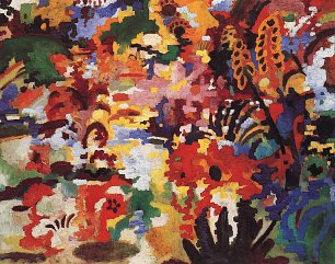 August Macke Farbige Komposition 2 grosser Blumenteppich Wandbild