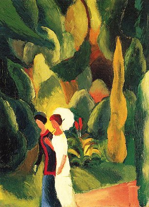 August Macke Frauen im Park mit weissem Schirm Wandbild