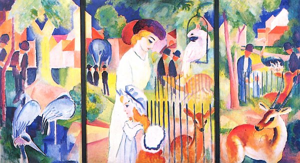 August Macke Grosser Zoologischer Garten Triptychon Wandbild