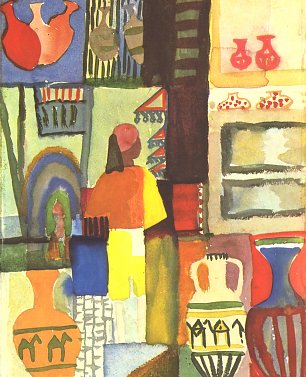 August Macke Haendler mit Kruegen Wandbild