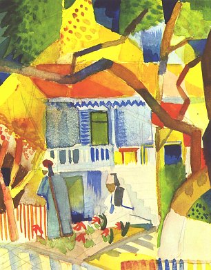 August Macke Innenhof des Landhauses St Germain Wandbild