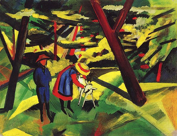 August Macke Kinder mit Ziege im Wald Wandbild