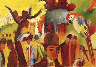 August Macke Kleiner Zoologischer Garten in Braun und Gelb Wandbild