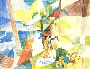 August Macke Landschaft mit Kindern und Ziegen Wandbild