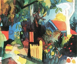 August Macke Landschaft mit hellen Baeumen Wandbild