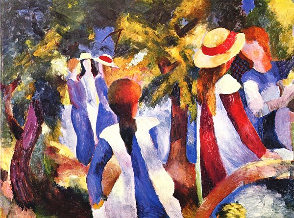 August Macke Maedchen im Gruenen Wandbild