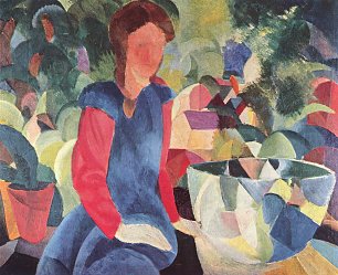 August Macke Maedchen mit Fischglocke Wandbild