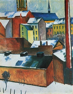 August Macke Marienkirche im Schnee Wandbild