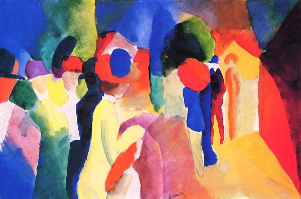 August Macke Mit gelber Jacke Wandbild