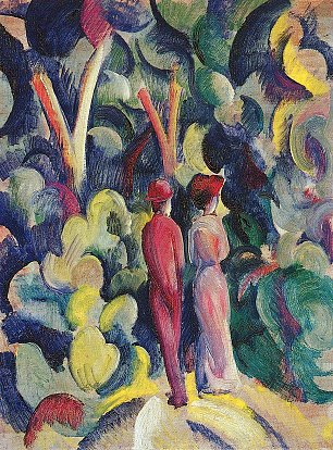 August Macke Paar auf dem Waldweg Wandbild