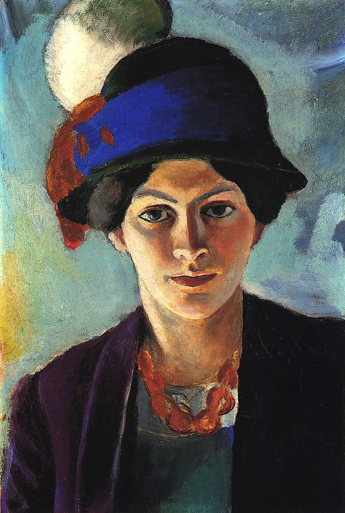 August Macke Portrait der Frau des Kuenstlers mit Hut Wandbild