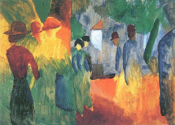 August Macke Sonnenuntergang nach Regen Leute im Park Wandbild