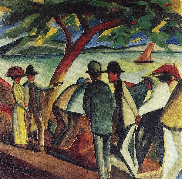 August Macke Spaziergaenger am See 2 Wandbild