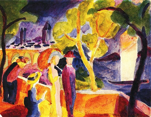August Macke Spaziergaenger am See Wandbild