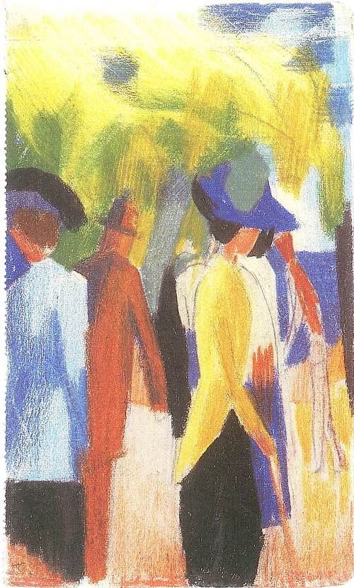 August Macke Spaziergaenger unter Baeumen 2 Wandbild