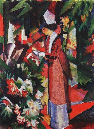 August Macke Spaziergang in Blumen Wandbild