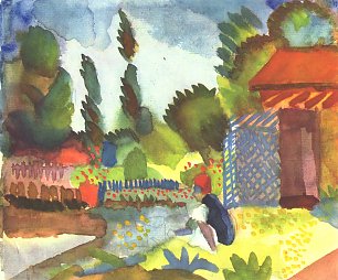 August Macke Tunislandschaft mit sitzendem Araber Wandbild