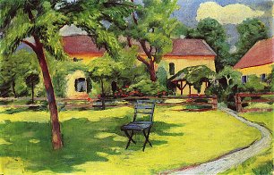 August Macke Unser Gaertchen und Krankenhaus in Tegernsee Wandbild