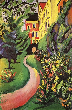 August Macke Unser Garten mit bluehenden Rabatten Wandbild