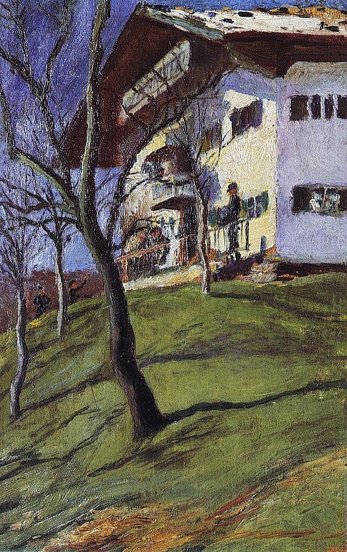 August Macke Unser Haeuschen in Tegernsee Wandbild