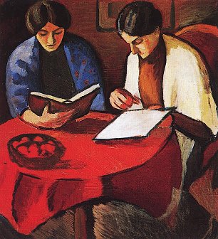 August Macke Zwei Frauen am Tisch Wandbild