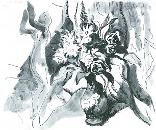 August Macke Akt in Blumen Wandbild