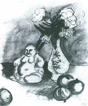 August Macke Buddha mit Blumenstrauss Wandbild
