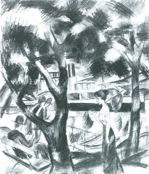 August Macke Der Weg am Wasser Wandbild