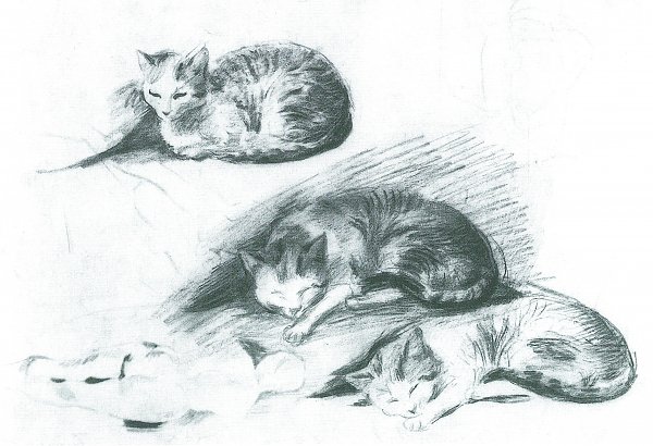 August Macke Drei liegende Katzen