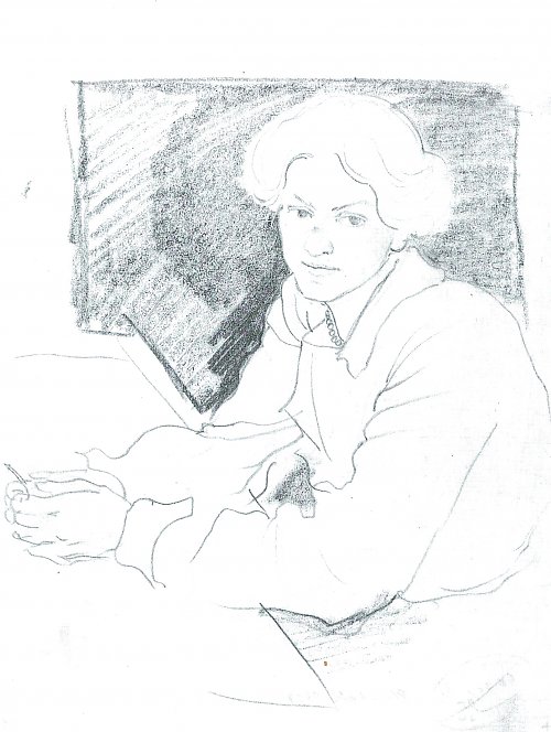 August Macke Elisabeth am Tisch Wandbild