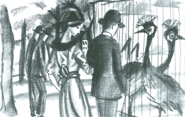 August Macke Paar bei Kronenkranichen Wandbild