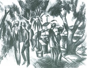 August Macke Spaziergaenger im Park Wandbild