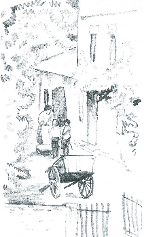 August Macke Vor dem Haus Wandbild