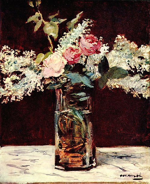 Edouard Manet Stillleben Flieder und Rosen Wandbild